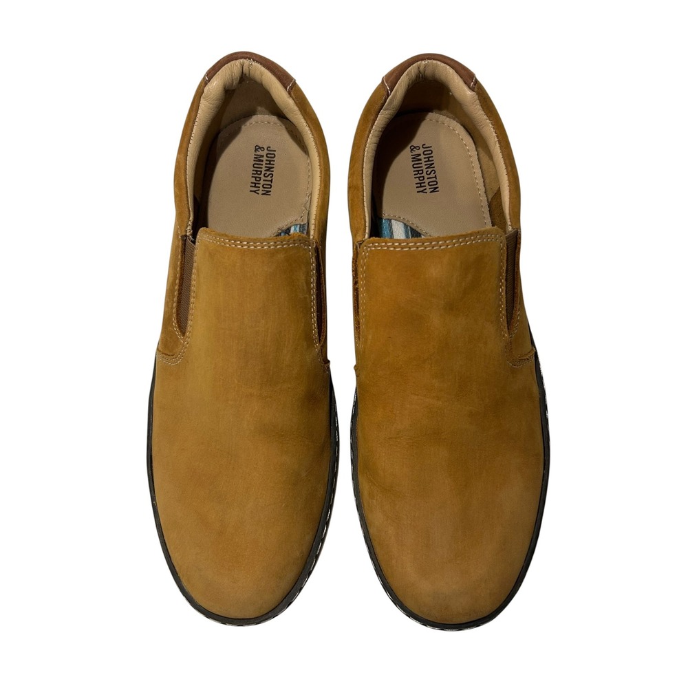 Johnston & Murphy Boys Tan Nubuck Leather Slip On Loafers Size 5.5M 28-3726